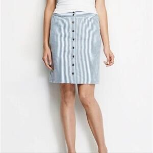 Women's Hanna Andersson 14 Striped Blue and White Button-Front Skirt